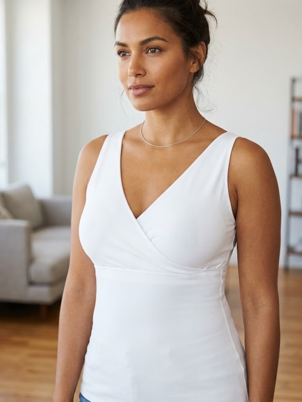 SPANX White V-Neck Wrap Tank Shaprwear Sz XL